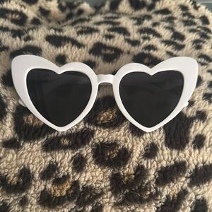 Heart-Shaped White Sunglasses